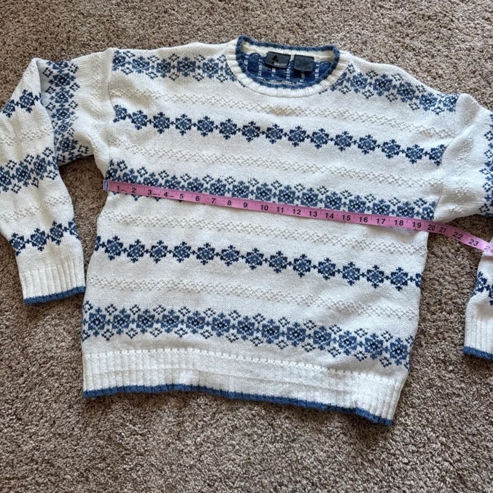 Vintage Liz Wear 100% Cotton Blue/White Sweater size Medium - Picture 9 of 12